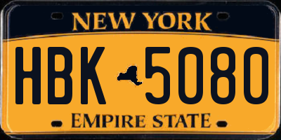 NY license plate HBK5080