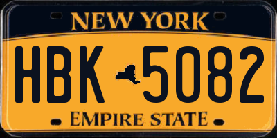 NY license plate HBK5082