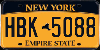 NY license plate HBK5088