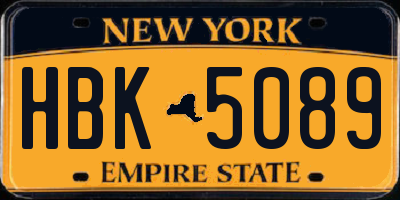 NY license plate HBK5089