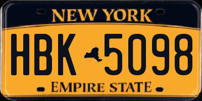 NY license plate HBK5098