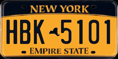 NY license plate HBK5101