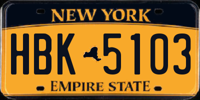 NY license plate HBK5103