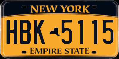 NY license plate HBK5115