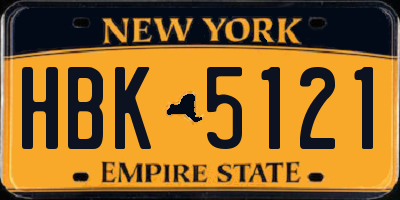 NY license plate HBK5121