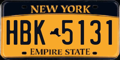 NY license plate HBK5131