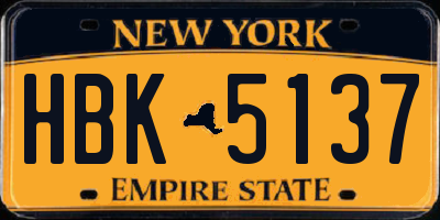 NY license plate HBK5137