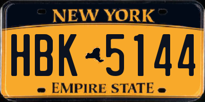 NY license plate HBK5144