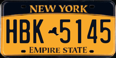 NY license plate HBK5145