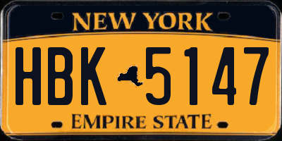 NY license plate HBK5147
