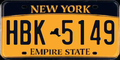 NY license plate HBK5149