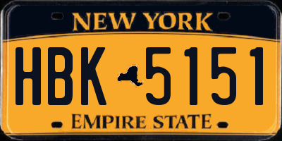 NY license plate HBK5151
