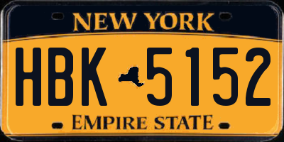 NY license plate HBK5152