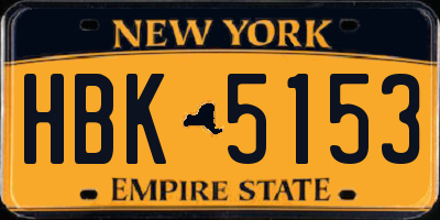 NY license plate HBK5153