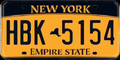 NY license plate HBK5154