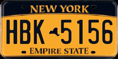 NY license plate HBK5156