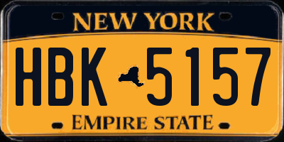 NY license plate HBK5157