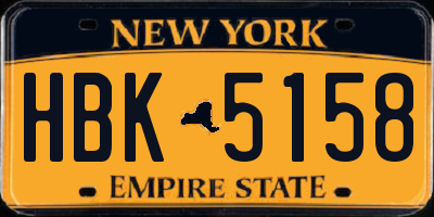 NY license plate HBK5158