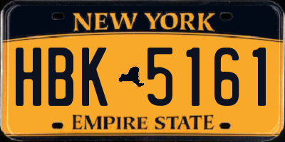 NY license plate HBK5161