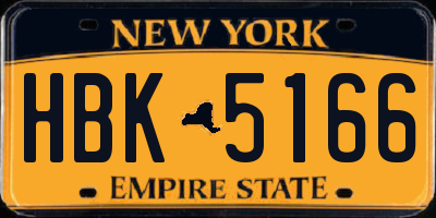NY license plate HBK5166