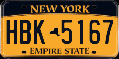 NY license plate HBK5167