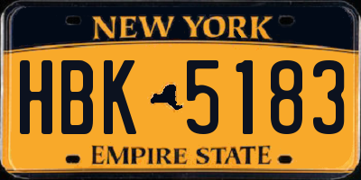 NY license plate HBK5183