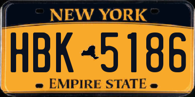 NY license plate HBK5186