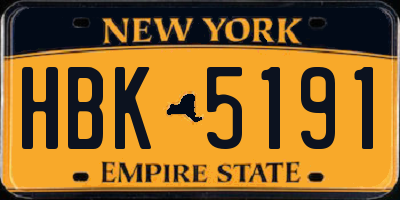 NY license plate HBK5191
