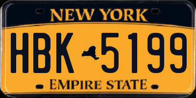 NY license plate HBK5199