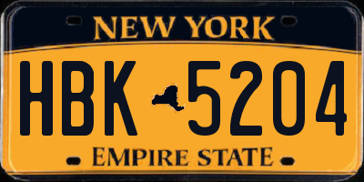 NY license plate HBK5204