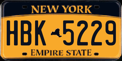 NY license plate HBK5229