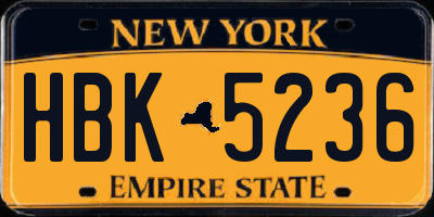 NY license plate HBK5236