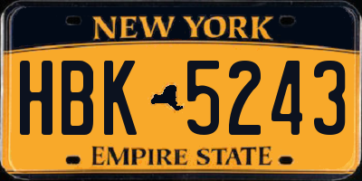 NY license plate HBK5243