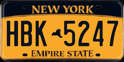 NY license plate HBK5247