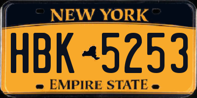 NY license plate HBK5253