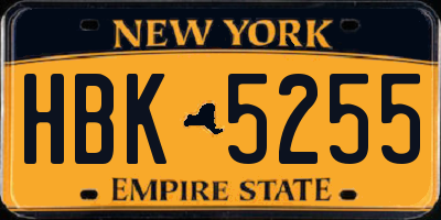 NY license plate HBK5255