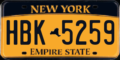 NY license plate HBK5259