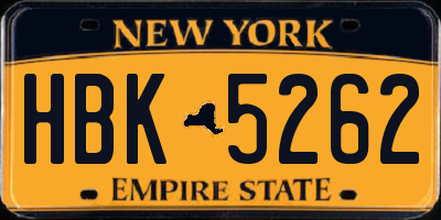 NY license plate HBK5262