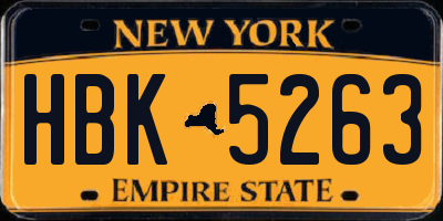 NY license plate HBK5263