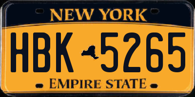 NY license plate HBK5265