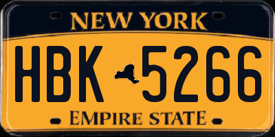 NY license plate HBK5266