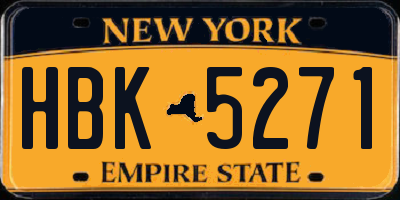 NY license plate HBK5271