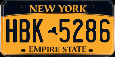 NY license plate HBK5286