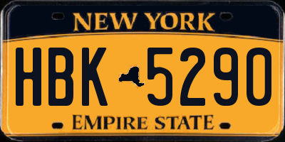 NY license plate HBK5290