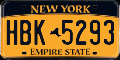 NY license plate HBK5293