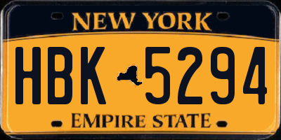 NY license plate HBK5294