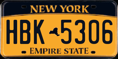 NY license plate HBK5306