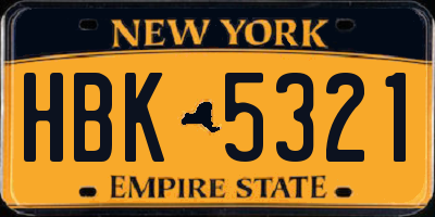 NY license plate HBK5321