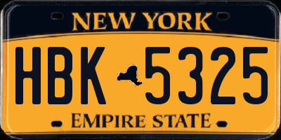 NY license plate HBK5325