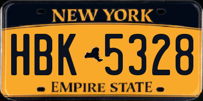 NY license plate HBK5328